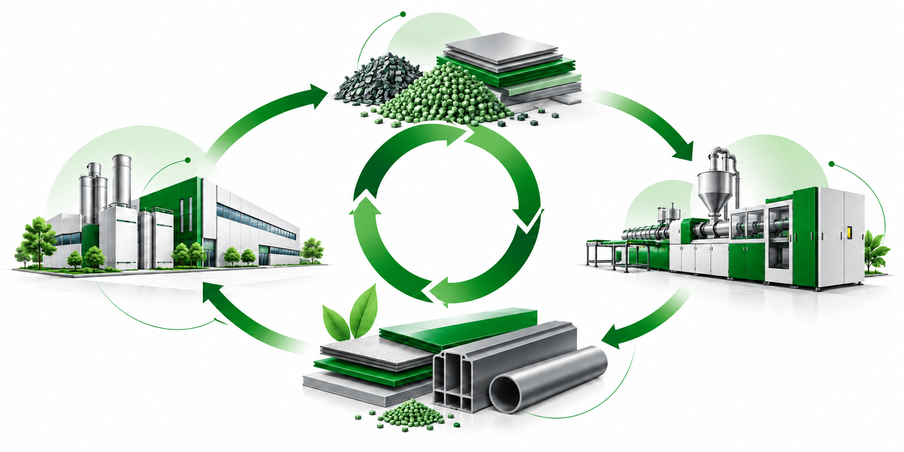 Recovery cycle: materials, equipment, products and industry